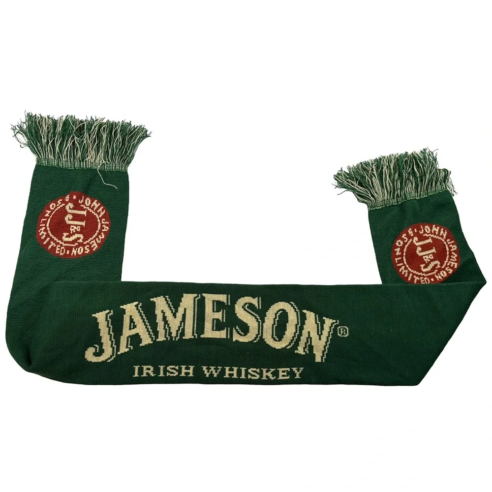 Jameson Irish Whiskey Knit Scarf – Green Fringe Logo Scarf